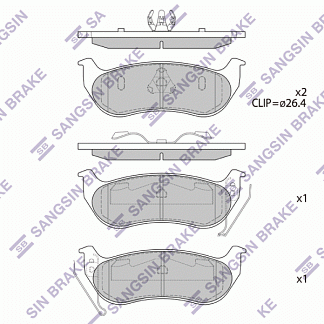 Колодки задние,  D981, (KJ 0307), SANGSIN (SP4167, ZD981, PGD981C, 05083882AF)