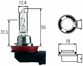 Лампочка, галогенная,  65W, H9, HELLA (8GH008357001, 64213, L00000H9)
