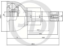ШРУС наружный LC80 90-94 без АБС LC105 с ручными муфтами ступиц (JCT0050, 43405-60120), JUST DRIVE