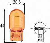 Лампочка (7440NA) одноконтактная бесцокольная желтая 12V 21W, PHILIPS (12071CP, WY21W, L0007440NA)